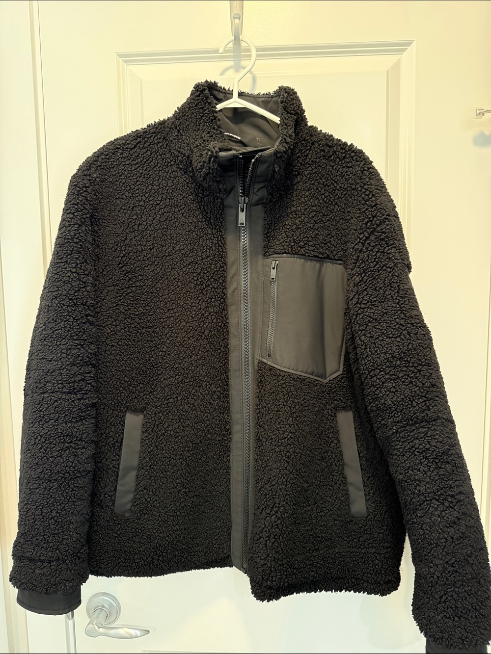 Men XL Moose Knuckles Black Sherpa Fleece Jacket